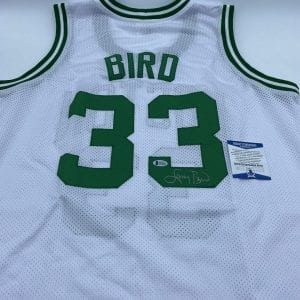 Larry Bird signed Celtics away jersey (Beckett COA)