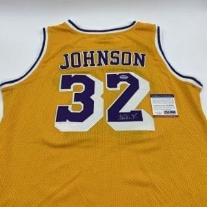 Magic Johnson signed Lakers authentic Adidas Classic home jersey (PSA/DNA COA)