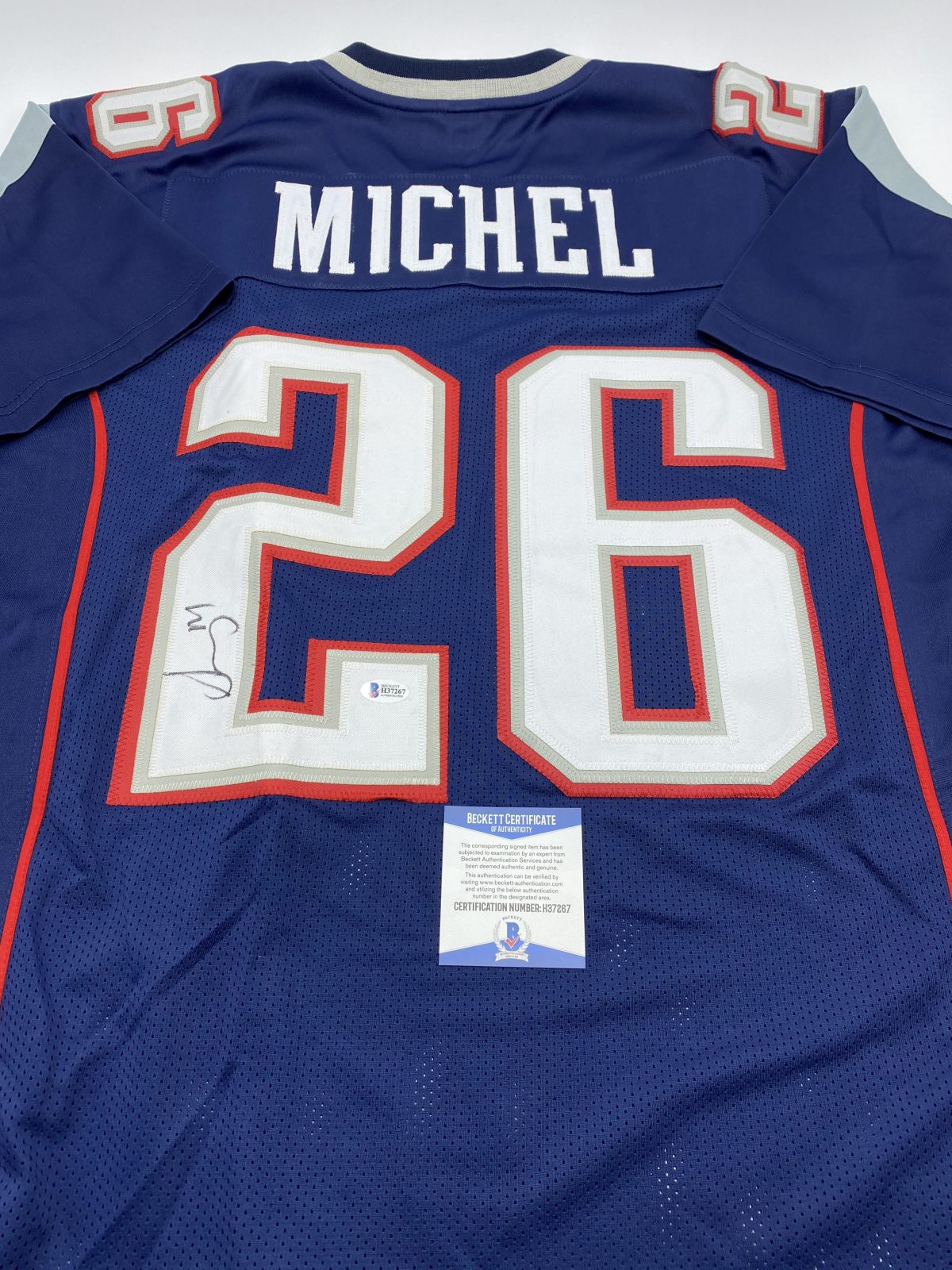 Sony Michel Autographed/Signed Jersey Beckett 2024 COA New England Patriots